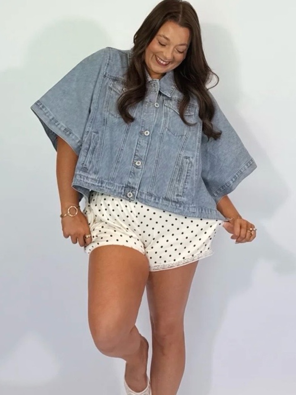Wishlist Light Wash Denim Cape Jacket